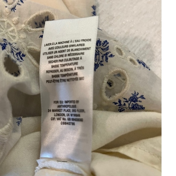 Anthropologie Meadow Rue Eyelet Floral Tunic Dress Ivory Extra Small - Picture 12 of 15